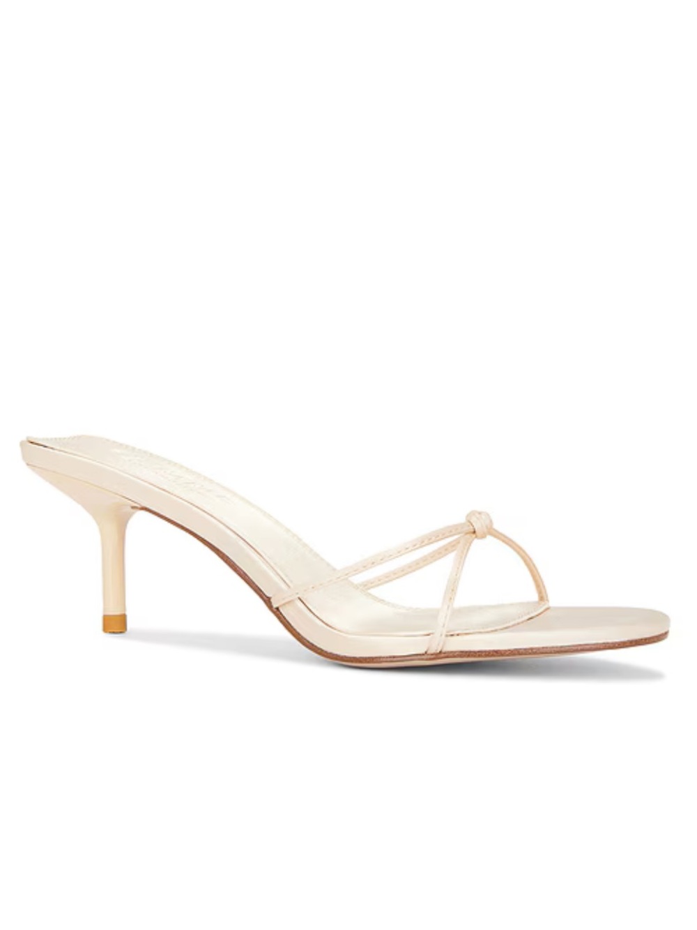 Femme LA Maeve Slippers Champagne satin kitten heels strappy shoes Revolve 9